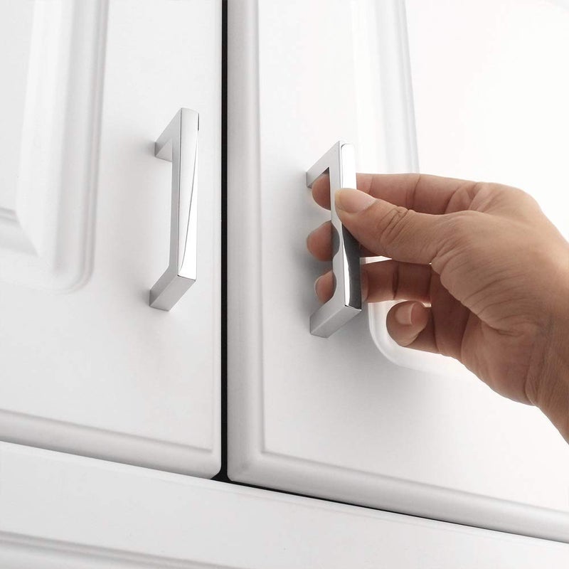 KOOFIZO Solid Square Bar Cabinet Handle - Chrome Furniture Pull, 3 Inch/76mm Screwhole Distance, 10-Pack for Kitchen Cupboard Door, Bedroom Dresser Drawer, Bathroom Wardrobe Hardware - Image 3